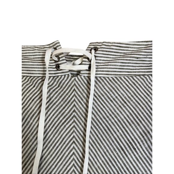 J Crew Sailor Button Midi Skirt Size 0 Brown Stripe Linen Lace Up Coastal Beach - Picture 5 of 9